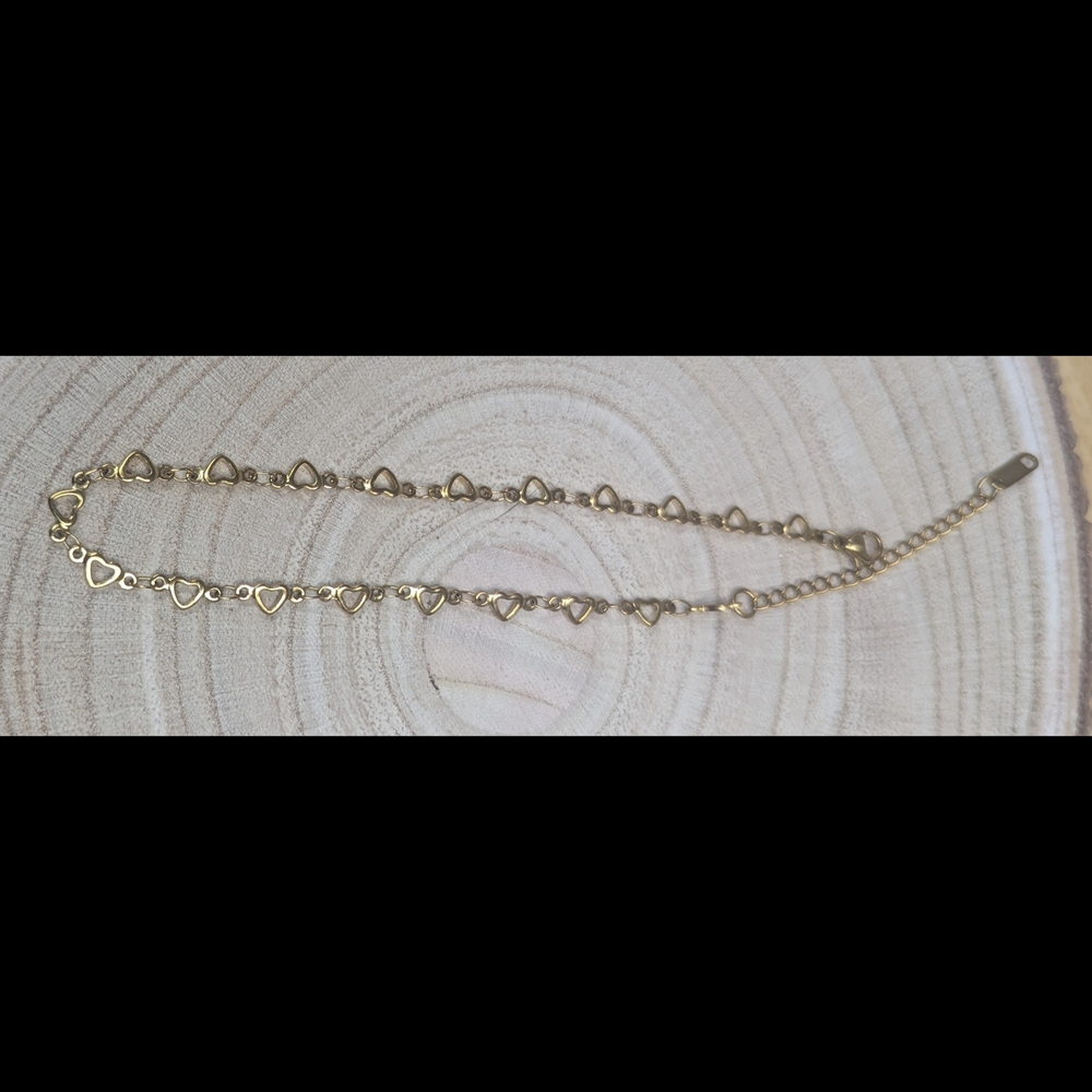Heart Anklet Ankle Bracelet Adjustable 9” + 2”  Extender 18K Gold Plated Dainty - Picture 4 of 4